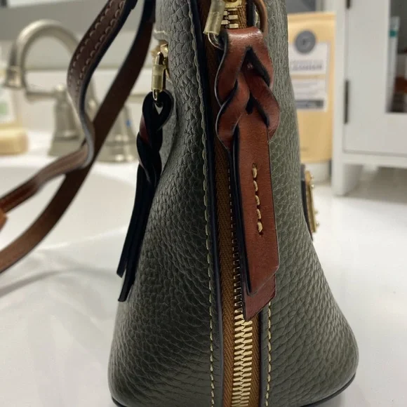 Dooney & Bourke Olive Green Crossbody Bag with Brown Strap - Picture 5 of 7